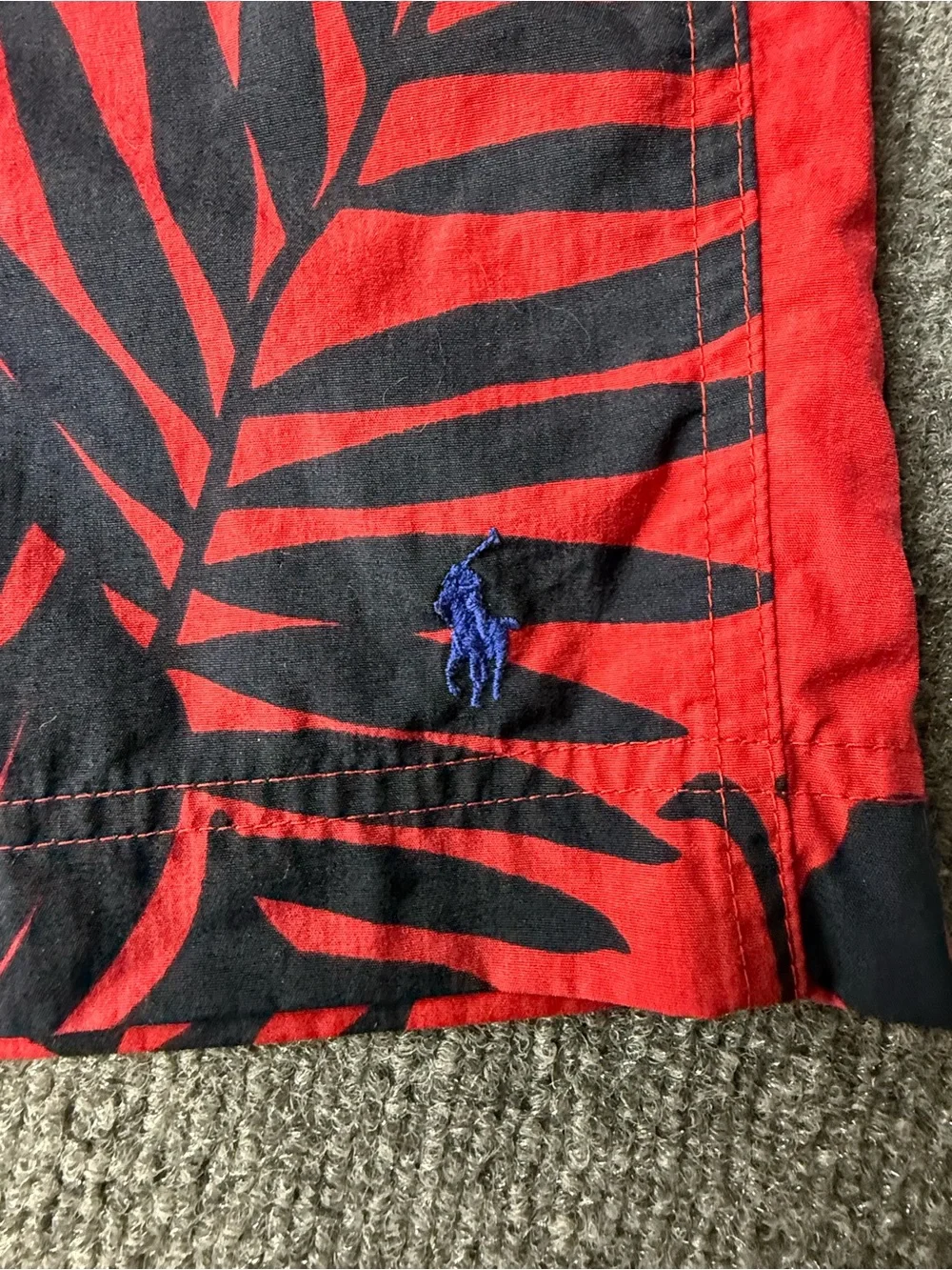 Vintage Polo Sport Red Floral Men’s Swim Trunks, Size XL
